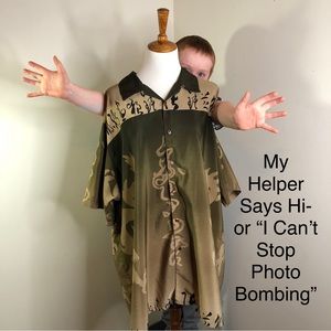 Mens SHIRT Buttondown Short-sleeve Asian/Oriental Art Design